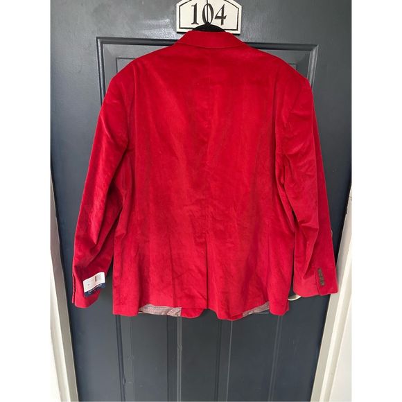 Saddlebred NWT Red Corduroy Cotton Blazer Sports Coat, Men's Size 48R, MSRP $125 - Picture 5 of 7